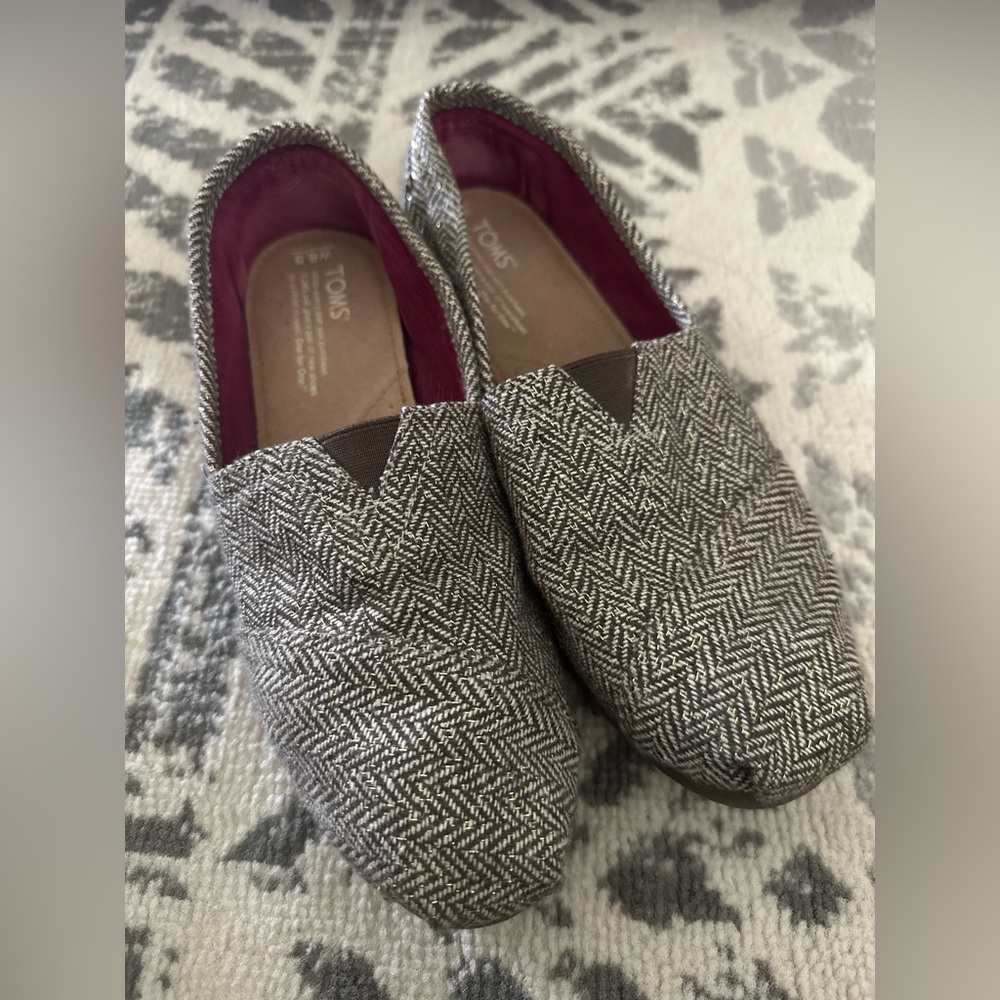 TOMS original flats , Brown Gold Tweed